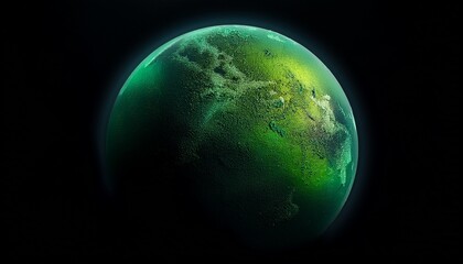 abstract green grainy planet black background vibrant gradient