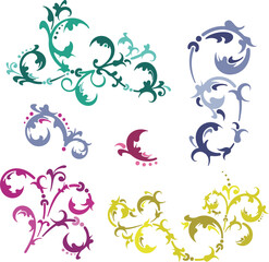 Floral ornamental arabesque designs vector set in traditional Oriental style. Colorful luxury vintage page decorations, great for backgrounds, wedding invitations, greeting cards, wallpapers.