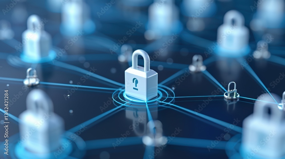 Aufkleber digital network security: connected locks and data protection