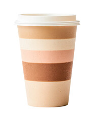 Striped eco-friendly disposable coffee cup with lid, cut out