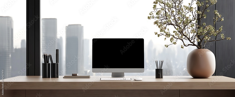 Poster modern minimalist workspace desktop computer