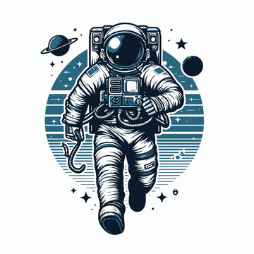 Ilustraci&oacute;n vectorial de un astronauta en formato EPS10 sobre fondo blanco, clipart colorido con fondo aislado transparente para un p&oacute;ster