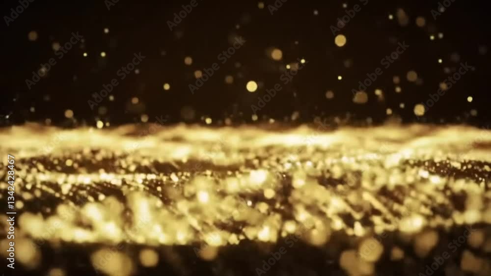 Poster Glimmers of Gold Illuminate the Dark, Creating a Shimmering Effect Through Motion and Light at an Enchanting Event in a Modern Setting