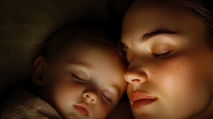 Mother and Baby Sleeping Peacefully Together