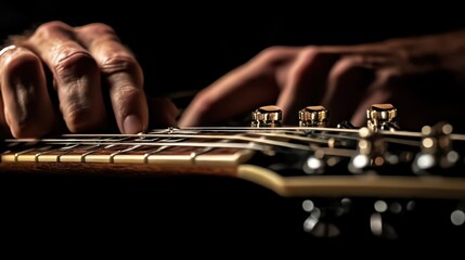 Fototapeta premium A closeup image of a guitarist playing their musical instrument