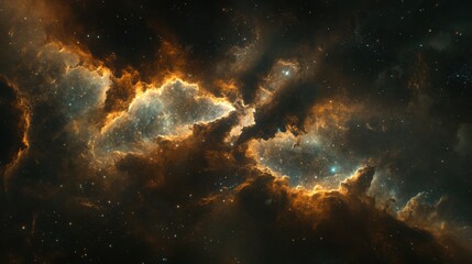 Obraz premium Stunning Cosmic Cloudscape with Brilliant Orange and Blue Highlights