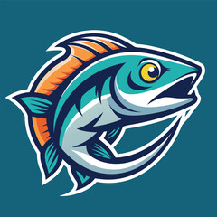 Fototapeta premium Vibrant and Modern Logo Featuring a Bold Fish Illustration in Solid Color
