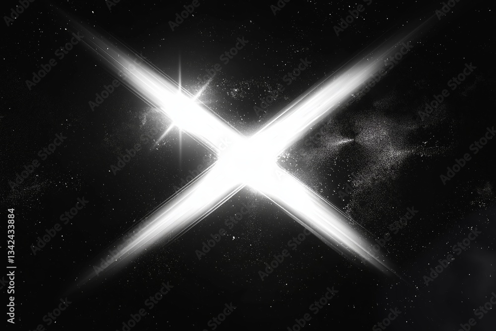 Poster futuristic glowing x symbol in deep space with cosmic light effects, representing technology, innova
