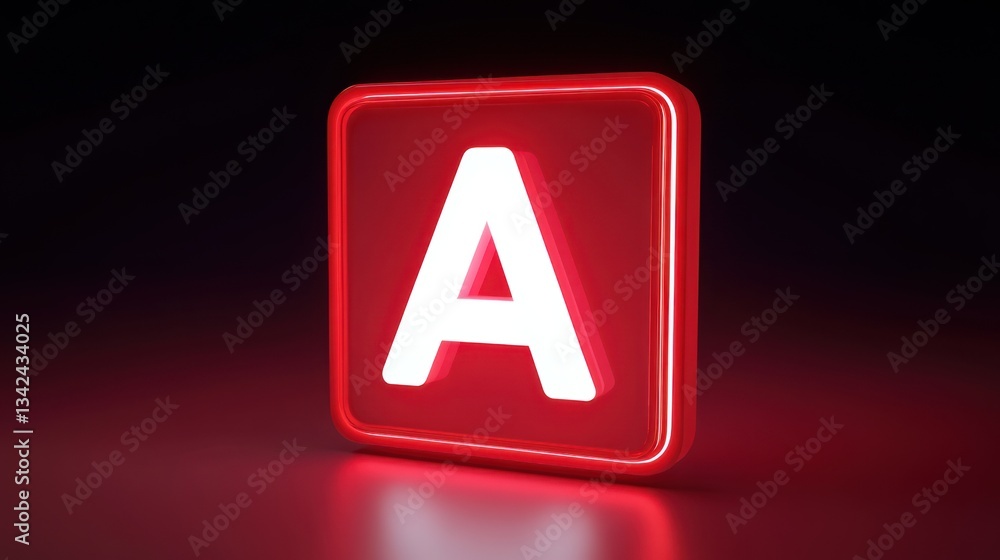 Poster illuminated letter a in a red square perfect for logos branding and design projects