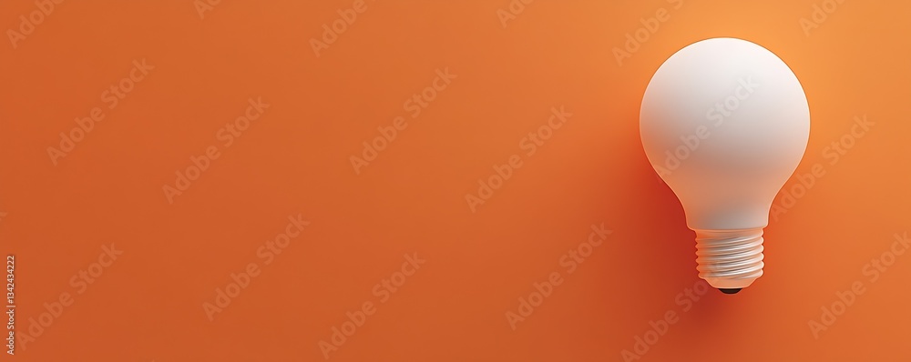 Poster stylish light bulb against bright orange background featuring soft shadows and elegant design : gene