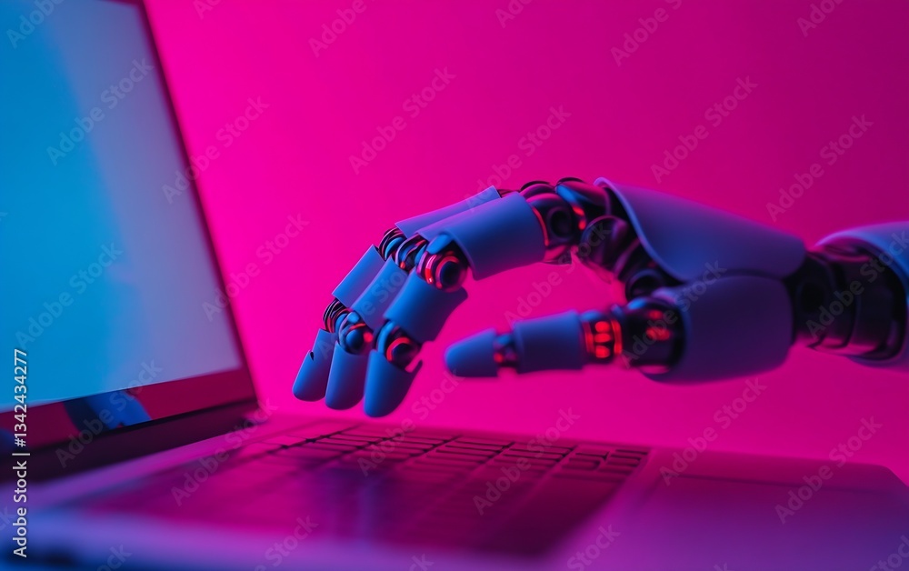 Aufkleber advanced robotic arm poised to type on laptop showcasing the integration of ai in daily tasks : gene