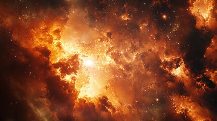 Fototapeta premium Stunning Cosmic Nebula With Vivid Orange and Yellow Colors