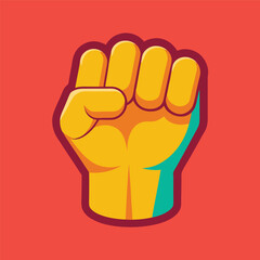 Obraz premium Powerful Graphic Illustration of a Fist on a Solid Color Background