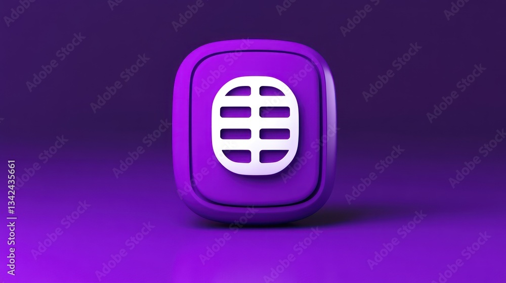 Poster purple app icon with grid symbol on gradient background for technology and software design