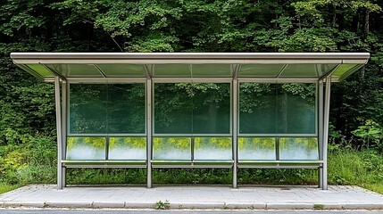 Modern Bus Stop Shelter in Forest.