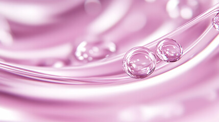 Close-up of pink liquid with bubbles, abstract texture.