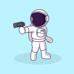 Astronaut use laser gun. Cartoon Logo Illustration Design. Isolated Premium Vector File, background is easy to edit. Can use for Icon, Logo, banner, flyer or any design project