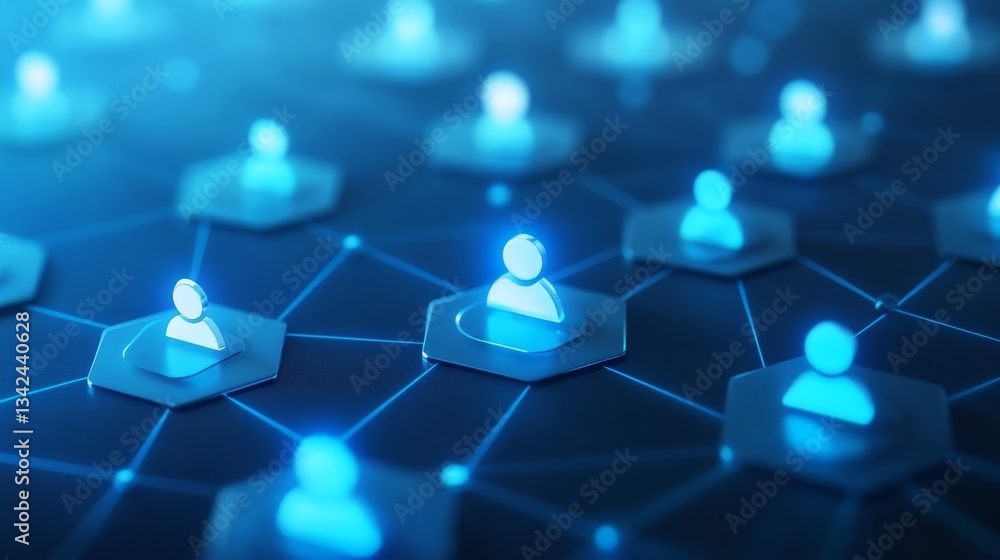Poster blue blockchain nodes are revolutionizing social networks by enabling decentralized interactions and