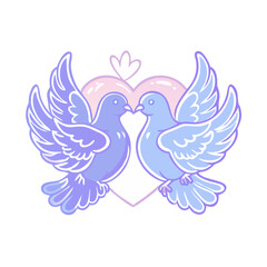 Obraz premium Dove pair icon expressing love within heart shape, romantic concept
