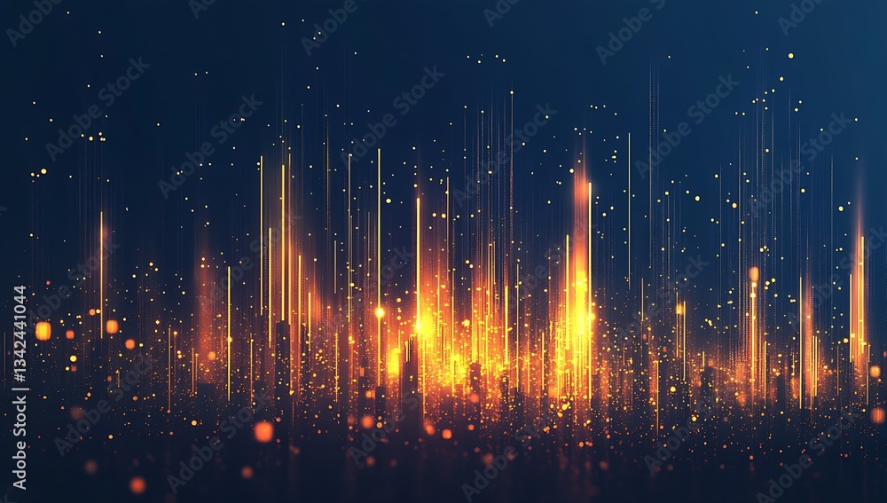 Poster Abstract representation of sound waves with brilliant glows and sparkling effects : Generative AI
