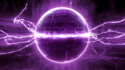 Obraz premium Glowing purple sphere with energy bursts.