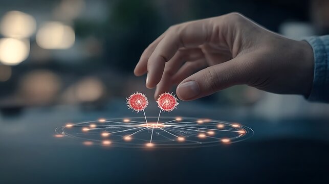 Hand Manipulating Network Nodes for Digital Future.