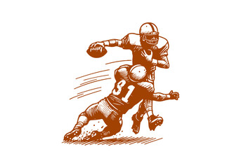 American Football Player hand drawn sketch vector illustration