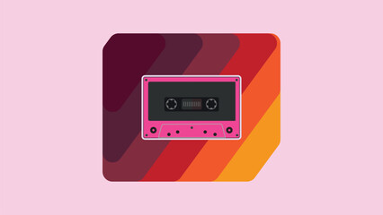 Fototapeta premium Minimalist Retro Cassette Tape on Simple Colorful Background