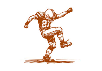 American Football Player hand drawn sketch vector illustration