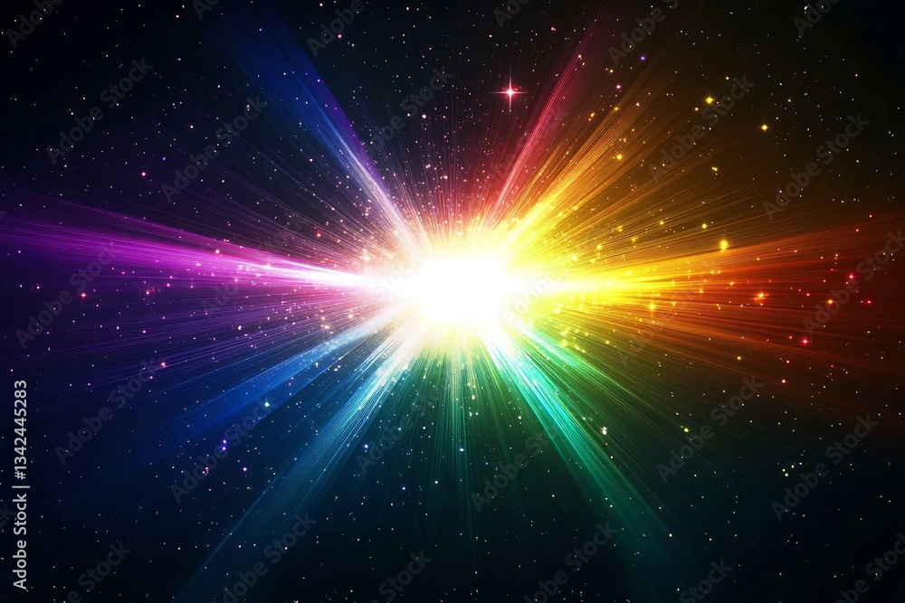 Poster dynamic and colorful light rays forming a spectacular display of cosmic energy in the universe : gen