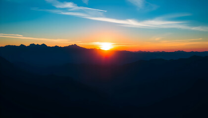 Fototapeta premium Majestic Sunset Over Mountain Range Scenic View Nature Photography