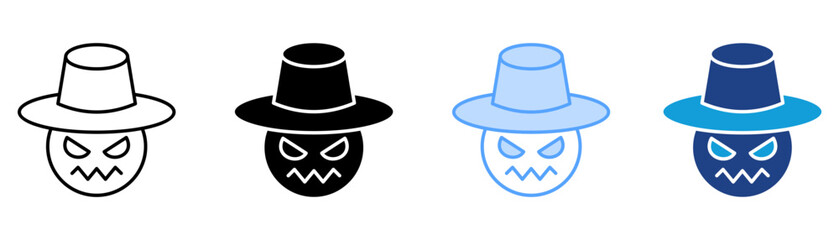 Scarecrow Icon Set Multiple Style Collection