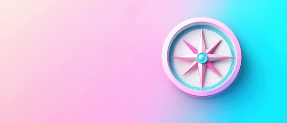Fototapeta premium Glowing Compass Design with Flat Elements in Conceptual Artwork Over Gradient Background
