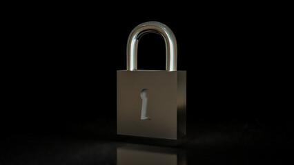 Fototapeta premium The Silver lock for protection or security concept 3d Rendering.