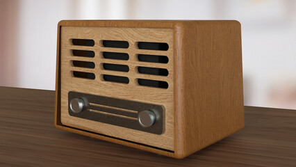 The Radio Vintage for Pod Cast or Music concept 3d Rendering.