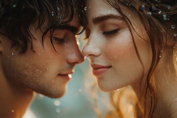 Obraz premium Celebrating Love Between Two Individuals Amidst a Vibrant Backdrop of Textured Hearts and Butterflies