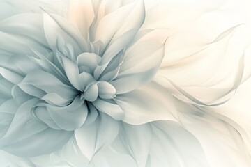 Elegant floral abstraction featuring soft blue tones and delicate forms for a serene and sophisticated ambiance : Generative AI
