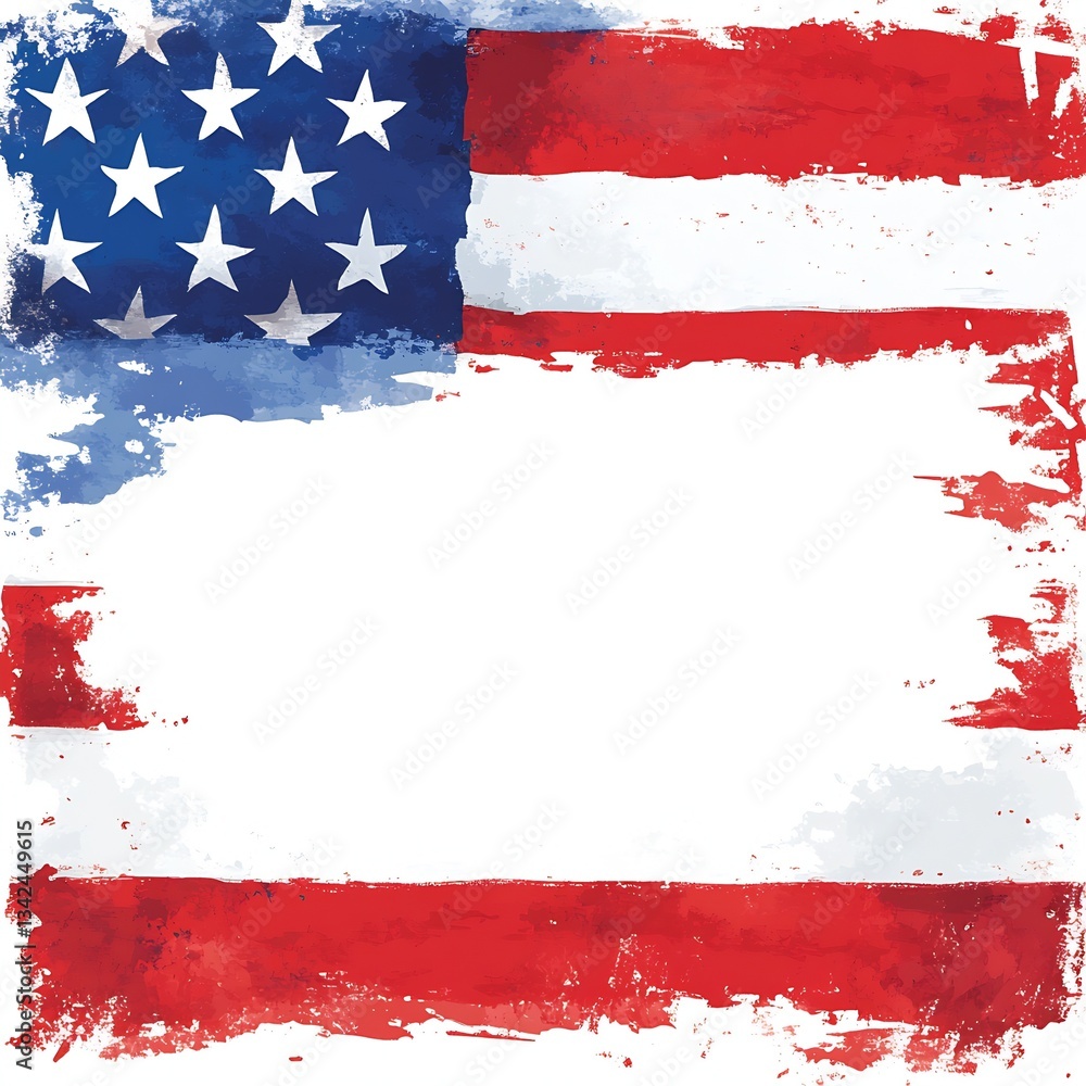 Aufkleber Distressed artistic representation of the American flag emphasizing texture and style : Generative AI