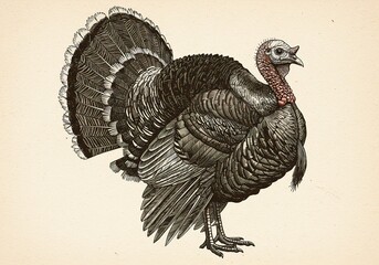 Vintage style illustration of a wild turkey