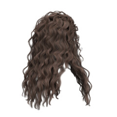 3d render princess curly brunette hair isolated