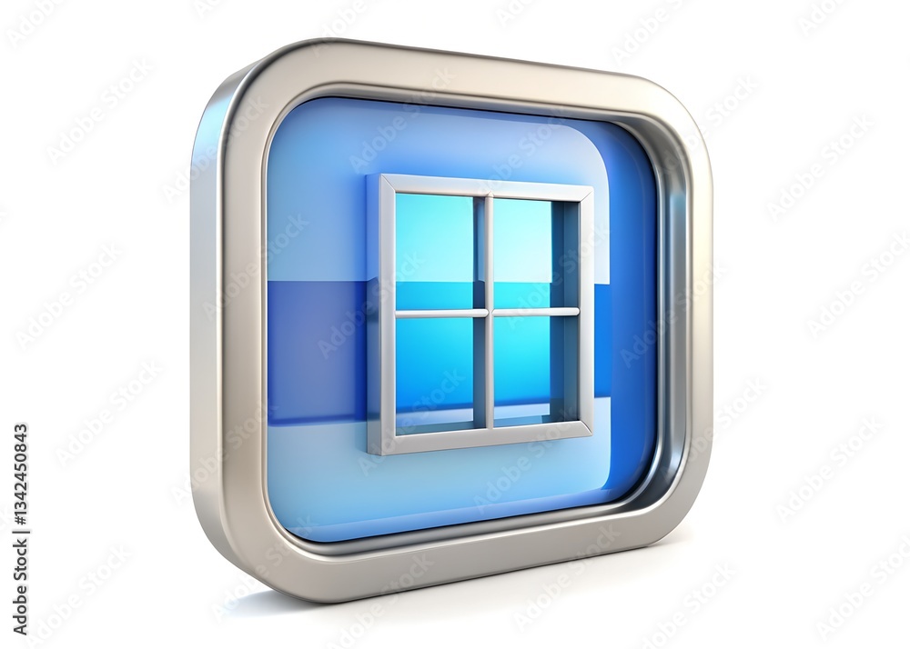 Poster technological interface: a modern, three-dimensional rendition of an abstract symbol. a polished chr