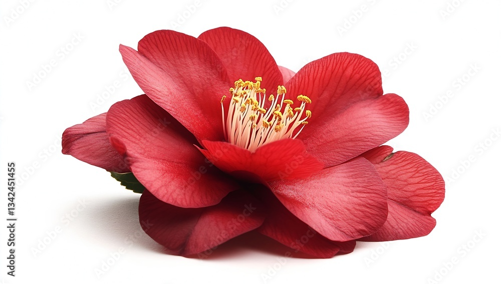 Poster beautiful deep red camellia flower capturing attention with its lush petals and exquisite floral det
