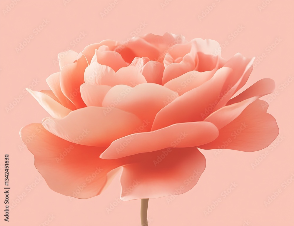 Aufkleber Soft coral flower petals with intricate design creating a stunning visual against a gentle backdrop : Generative AI