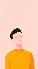 Calm Down Character Smiling Softly Abstract Background Digital Art Peaceful Environment Close-Up High Fidelity
