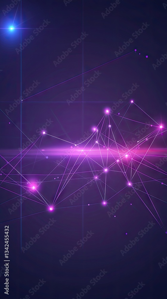 Sticker connected network nodes glow in digital space for technology, science, and future-themed projects