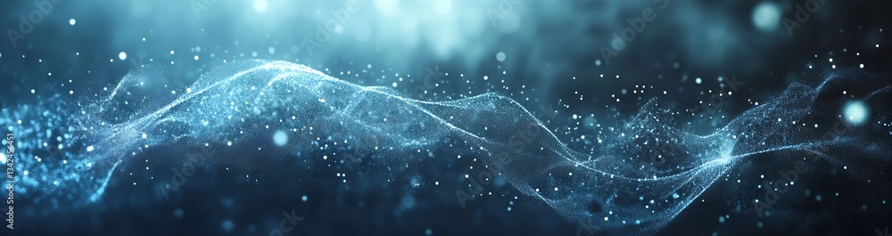 Poster Mesmerizing Abstract Blue Light Background with Detailed Particle Effects Creating Fluid Motion : Generative AI