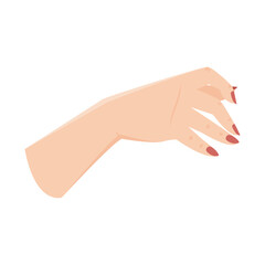Elegant hand with red nails in graceful pose Vector