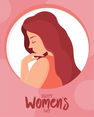 Woman with long hair in profile Womens Day Vector