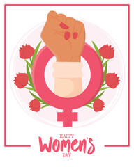 Fist and Venus symbol Womens Day empowerment design Vector