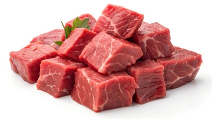Fresh Cubes of Raw Beef Meat